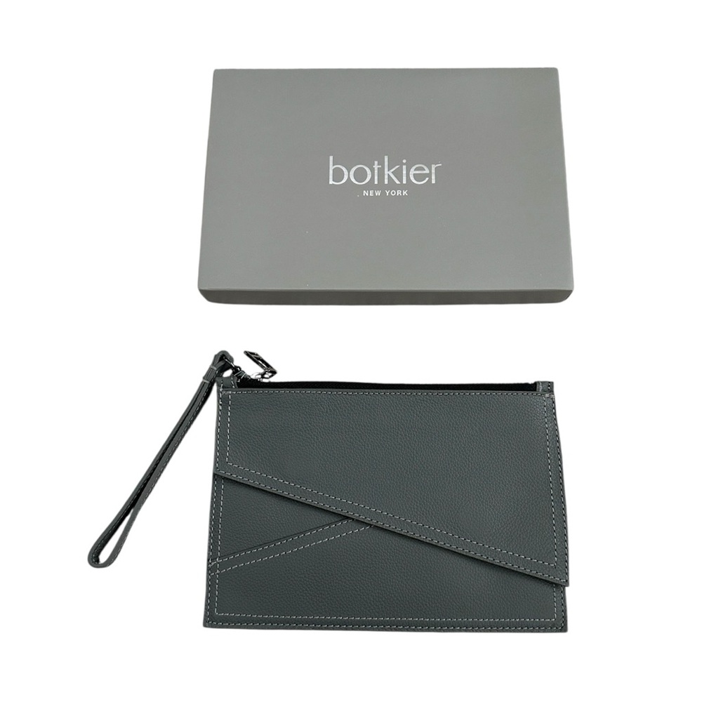 Botkier Crosstown Medium Leather Clutch In Smoke